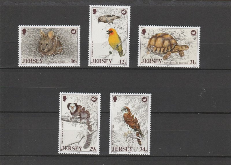 Jersey  Scott#  456-460  MNH  (1988 Wildlife Preservation Trust)