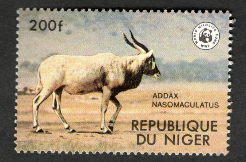 1978 Niger Sc# 451 - 200F Addax animal, WWF Panda promo logo. MNH stamp Cv$8