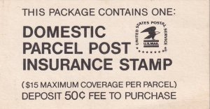 US Q14 MNH BOOKLET, DOMESTIC PARCEL POST INSURANCE - GREEN