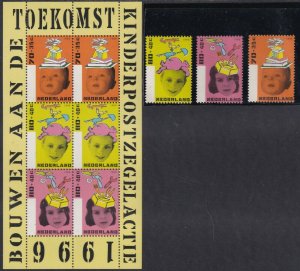 Sc# B695 / B697 697a  Netherlands 1996 Child Welfare MNH S/S with set CV $9.00