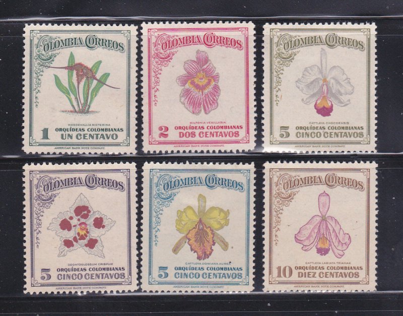 Colombia 546-551 Set MH Flowers, Orchids