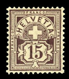 Switzerland #118 Cat$60, 1905 15c brown violet, hinged