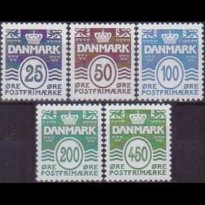 DENMARK 2005 - Scott# 1338-42 Wavy Stamps Cent. 25-450o NH