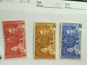 Leeward Islands #100-102 MHR  2021 SCV = $1.55