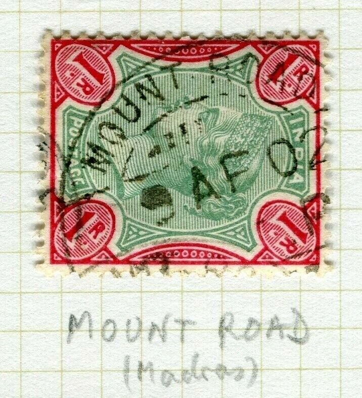 INDIA; POSTMARK fine used cancel on QV issue, Mount Road Madras