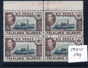 FALKLAND ISLANDS 1937/52 values, Blocks of fours verified and Unmounted.