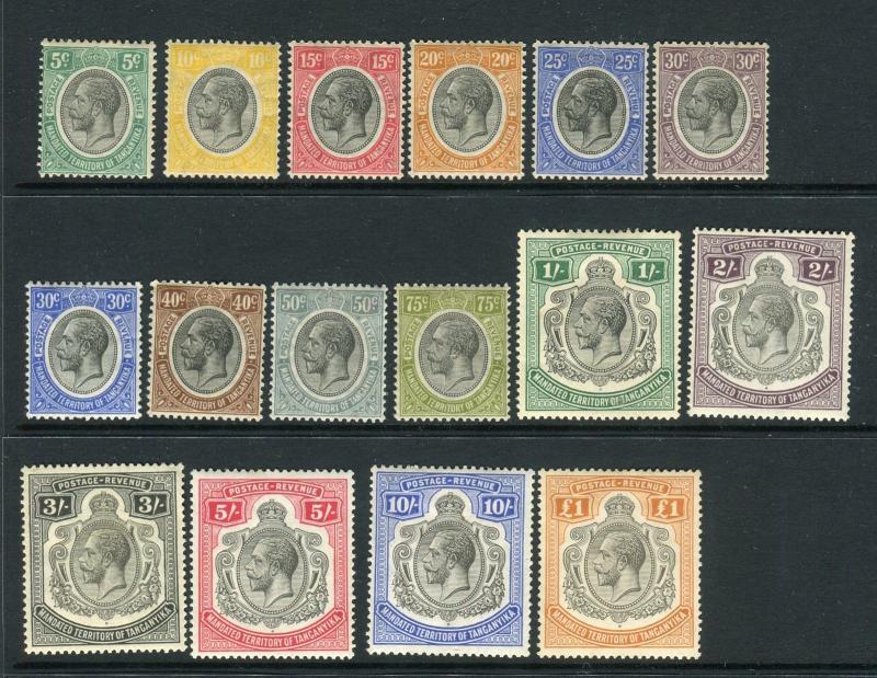 TANGANYIKA-1937-31  A lightly mounted mint set to £1 Sg 93-107