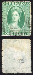 Grenada SG19 1d Green wmk Small Star (sideways) Rough Perf 14.5 Cat 9.50 pounds