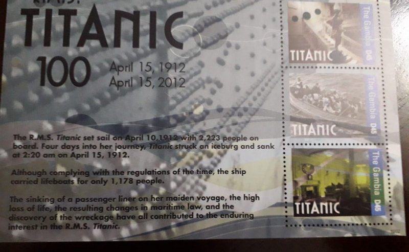 U) 2012, GAMBIA,  100 ANNIVERSARY OF THE TITANIC, PERFORATED