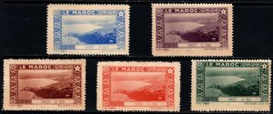 Vintage France Poster Stamps Le Maroc Tanger The Harbor Set/5 Colors