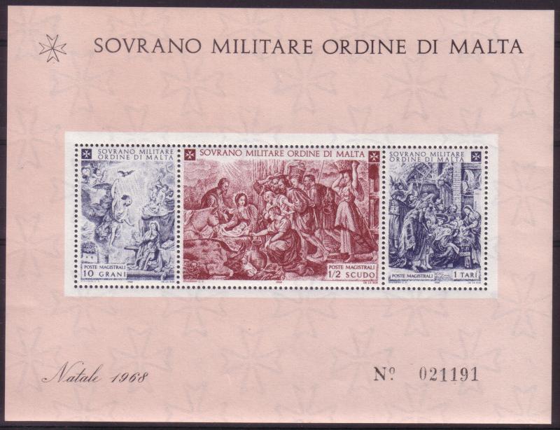 XG-A634 SMOM/VATICAN CITY - Paintings, 1968 St John Knights Christmas MNH Sheet