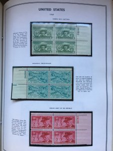 100+ US Plate Blocks 1940s-70s and two albums