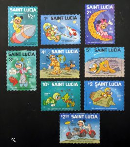 St.Lucia 1980 Sc#491/499 DISNEY/MICKEY/PLUTO/SPACE Set (9) MNH