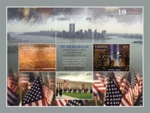 Liberia 2011 - SEPTEMBER 11, 10TH MEMORIAL ANNIVERSARY - Sheet of 4 stamps - MNH