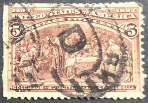 Scott#: 236 - Columbian: Columbus Restored to Favor 8¢ 1893 used single - Lot F2