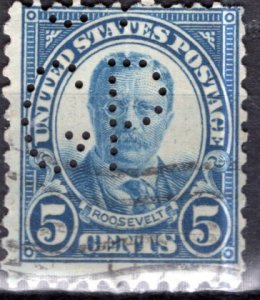 U.S.A.; 1927; Sc. # 637;  Used Perf. 11 x 10 1/2 Single Stamp W/Perfins