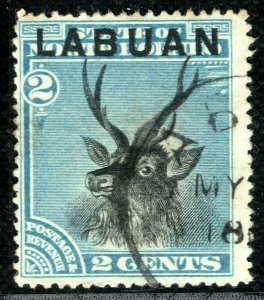North Borneo LABUAN QV Stamp SG.63 2c STAG (1897) Superb CDS Used YELLOW275