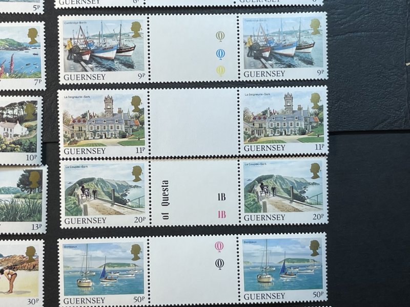 GUERNSEY # 283-302-MINT NEVER/HINGED--COMPLETE SET OF GUTTER PAIRS--1984-85