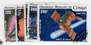 1986 Congo #C349-53 Halley's Comet, astronomy, satellites - Used Set Cv $5