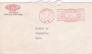 U.S. DUPONT RAYON,Logo Station B, Buffalo, 1928 N.Y. Meter Mail Cover-TEAR 47699