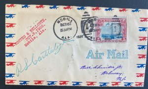 1930 Mobil AL USA Airmail cover Welcomes  Coste & Bellonte Good Will Tour
