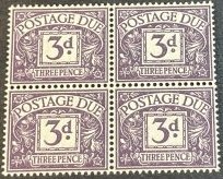 GREAT BRITAIN # J41-MINT/NEVER HINGED---BLOCK OF 4---POSTAGE DUE--1955