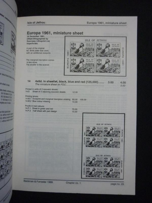 THE SMALLER CHANNEL ISLANDS CATALOGUE by ANDERS BACKMAN & ROBERT FORRESTER