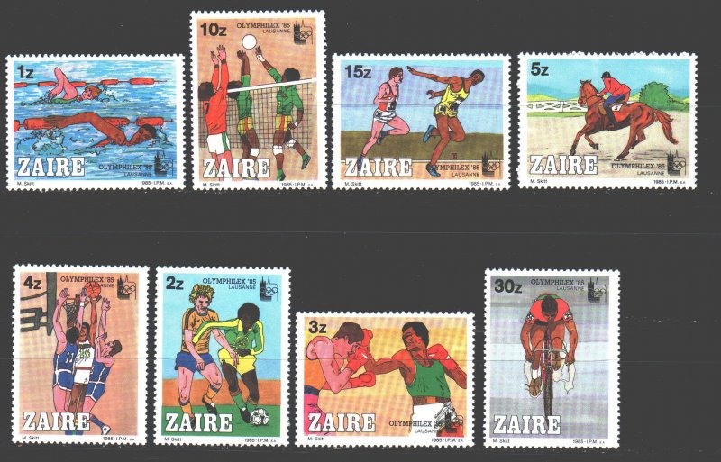 Kinshasa. 1985. 889-96. Olympfilex sport. MNH.