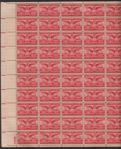 1949 Alexandria VA Bicentennial MNH Sc C40 airmail 6c fresh sheet of 50 selv flt