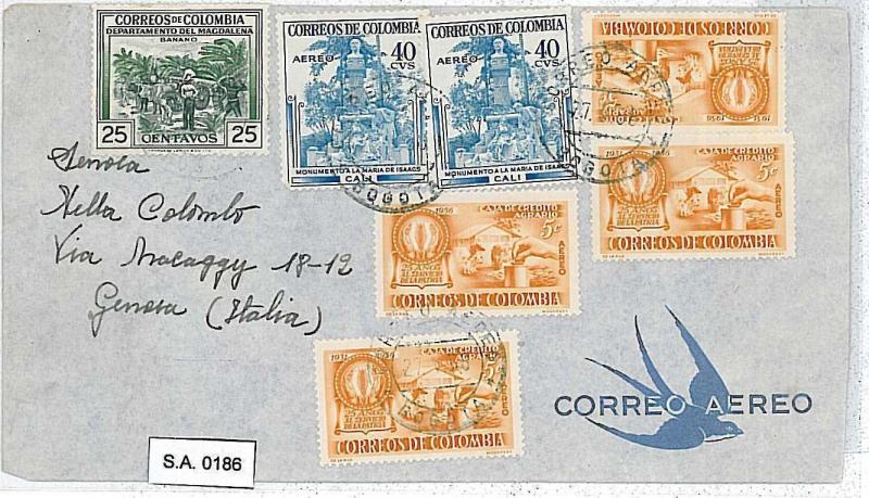 BANKING \ FRUIT \ BANANAS : POSTAL HISTORY : COLOMBIA - AIRMAIL COVER to ITALY 1