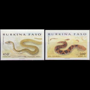 BURKINA FASO 1995 - Scott# 1019-20 Snakes Imperf. 450-500f NH