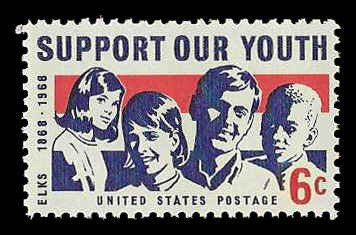 PCBstamps   US #1342 6c Support Our Youth-Elks, MNH, (8)