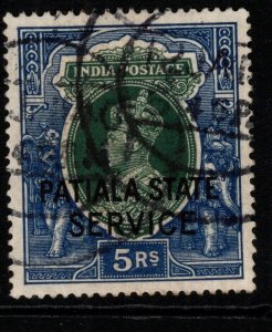 INDIA-PATIALA SGO68 1939 5r GREEN & BLUE FINE USED