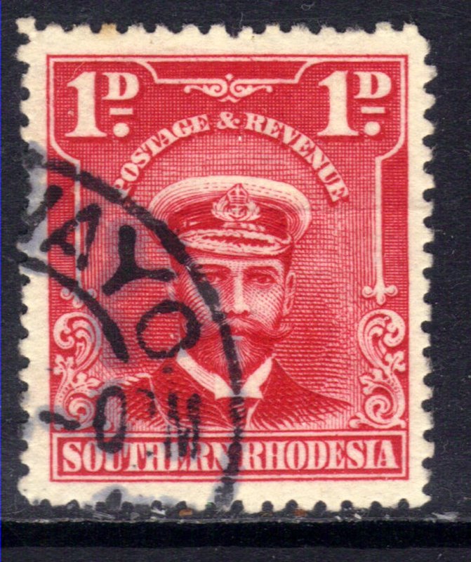 Southern Rhodesia 1924 - 29 KGV 1d Bright Rose used SG 2 ( D918 )