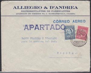 COLOMBIA 1929 Internal commercial airmail cover Barranquilla to Bogota.....53855