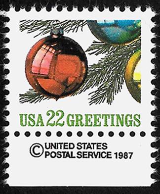 Scott 2368 22¢ Christmas Ornament, Copyright Single, MNH VF