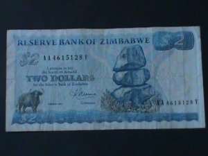 ZIMBABWE--REPUBLIC-1980-RESERVE BANK-$2.CIR-VF-44 YEARS OLD-WATER MARK