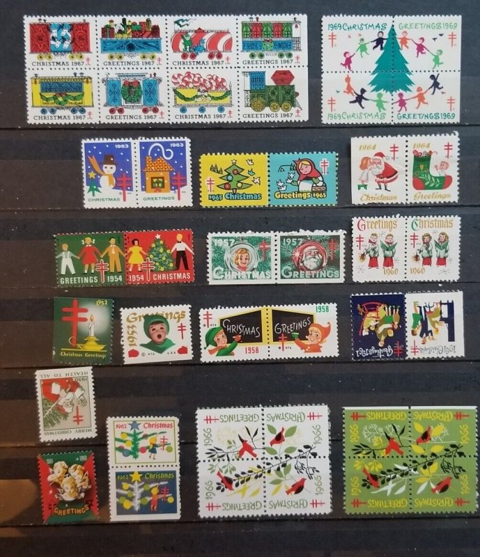 US CHRISTMAS SEAL 41 Different Holiday Stamp Lot MNH OG Mint Unused  z9934
