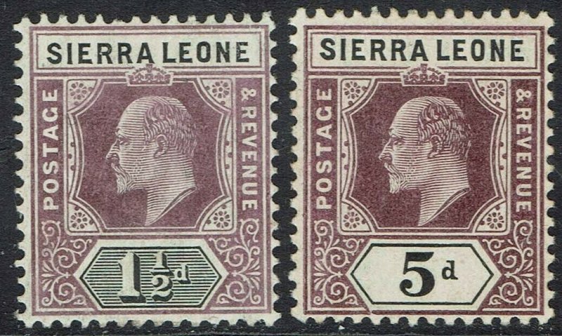 SIERRA LEONE 1904 KEVII 11/2D AND 5D WMK MULTI CROWN CA 