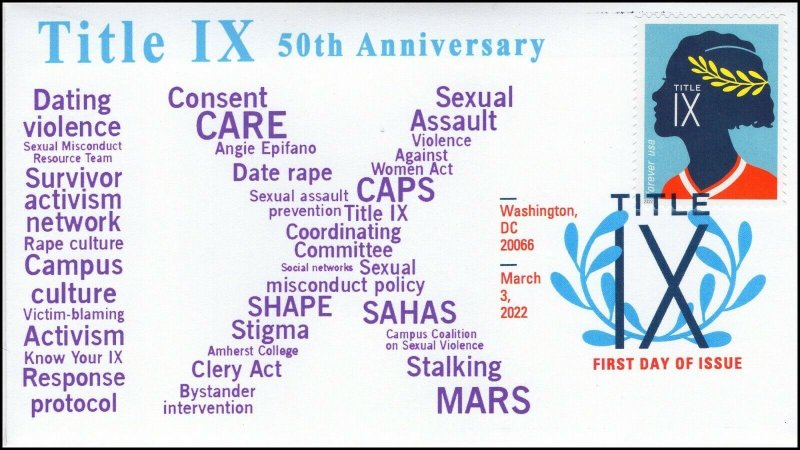 22-040, 2022, Title IX, First Day Cover, Digital Color Postmark, Washington DC,