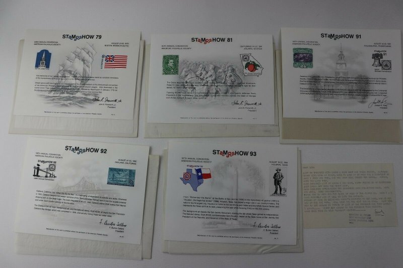 STAMPSHOW APS Philatelic Society Expo club Souvenir card lot 79 81 91 92 1993