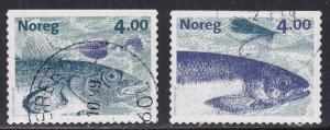 Norway # 1215-1216, Salmon & Cod, Used