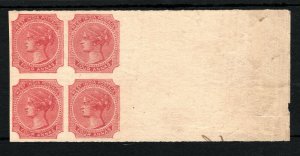 INDIA QV Stamp PROOF/COLOUR TRIAL/ESSAY 4a Red (1866) Marginal Block 4 RARE SS38