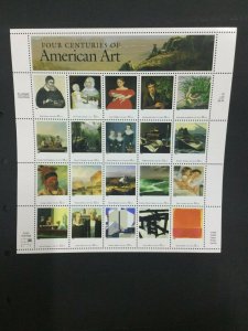 MOMEN: US STAMPS # 4 CENTURIES OF AMERICAN ART MINT OG NH SHEET LOT #35694