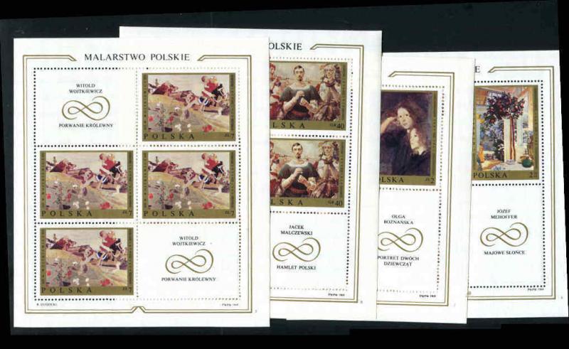 Poland Polish Paintings Sheet Set 1969 MNH Mi 1941-1948 Scott 1675-1682 (3rL)