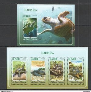 2014 S. Tome & Principe Turtles Fauna Marine Life Kb+Bl ** Stamps St1617