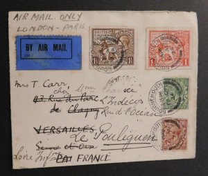 1924 Air Mail Cover London England to Paris Bournemouth to Pouliguev France