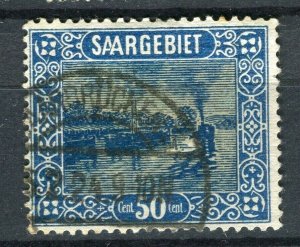 GERMANY; SAAR 1922 early Pictorial issue fine used 50c. value, Postmark