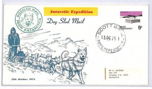 ROSS DEPENDENCY ANTARCTIC EXPEDITION Cover DOG SLED MAIL 1975 GREEN Cachet YW179