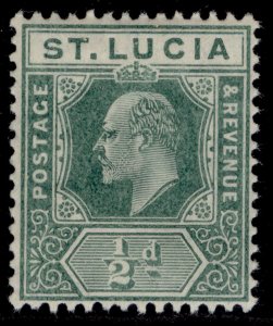 ST. LUCIA GV SG78, ½d deep green, NH MINT.